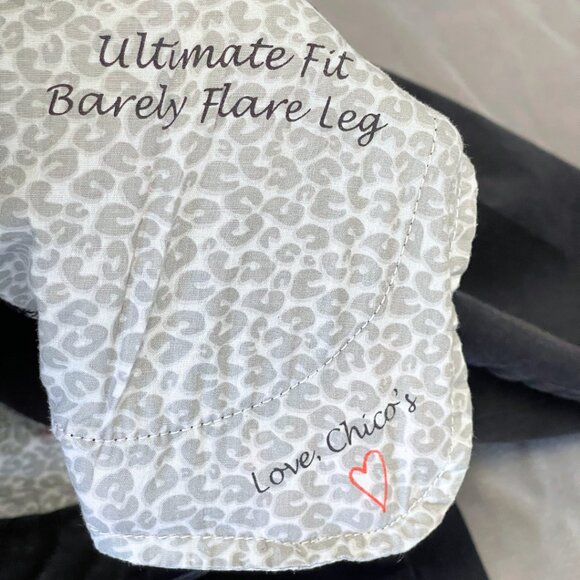 Chicos Size 4 XXL Short Ultimate Fit Barely Flare Leg Jeans Black Platinum Denim - Picture 7 of 11